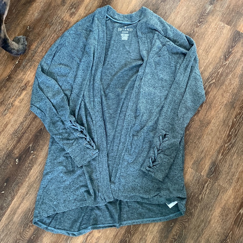 Teal hearhered American Eagle soft and sexy (super soft) cardigan sweater